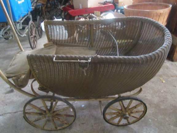 Early Wicker Baby Buggy