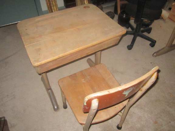 School desk and chair