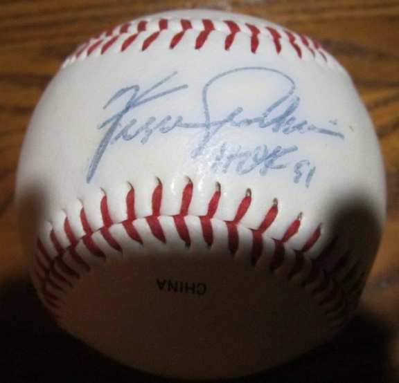 Fergie Jenkins Original Autographed Baseball HOF 91