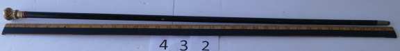 Gentleman's Wooden Walking Stick with Gold Knob - 36"L