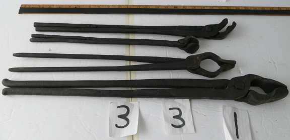 Set of 4 blacksmith's tongs