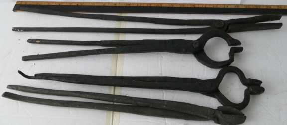 Set of 4 blacksmith's tongs