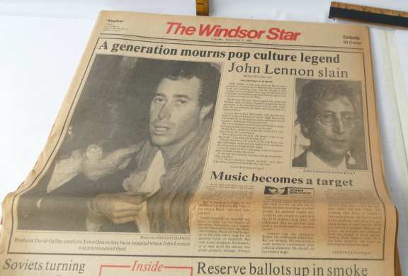 Windsor Star 1980 Headline Reads “John Lennon Slain”