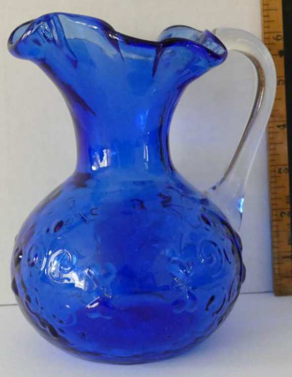 Fancy Blue Glass Pitcher