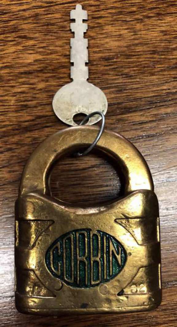 Rare Corbin padlock with Original Key