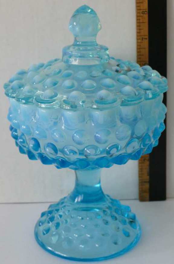 Vintage Blue Knobby Glass Candy Dish