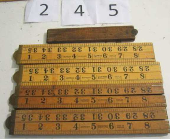 6 wooden 3' fold-up rulers