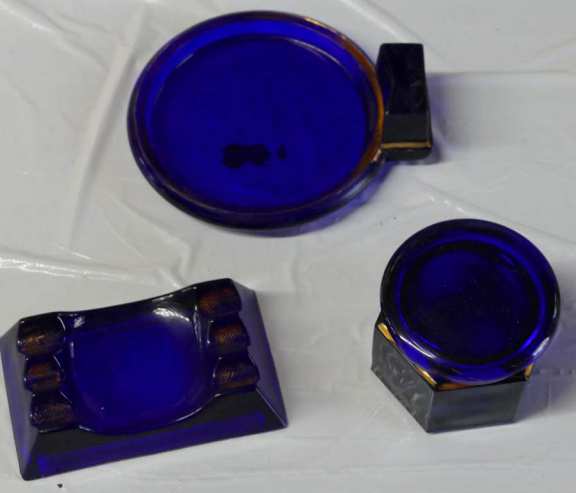 Cobalt Blue Glass with Gold Trim