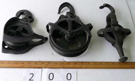 Set of Three Metal Rope Pulleys